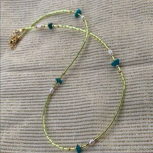 Elegant Green and Gold Beaded Necklace
